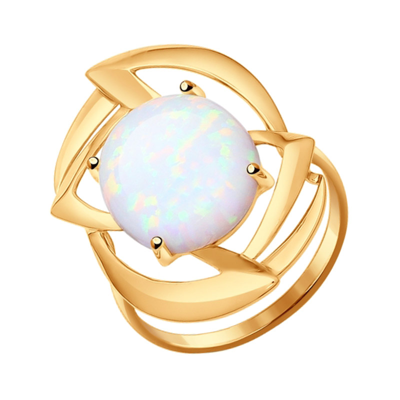Золотое кольцо Sokolov из красного золота 585 пробы со вставками из полудрагоценных камней (опал) ДИ714380, размеры от 17 до 19.5