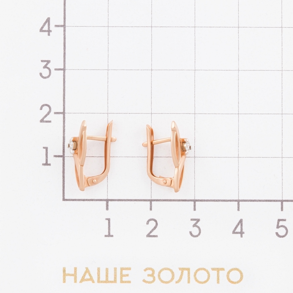 Золотые серьги Альфа-карат из красного золота 585 пробы со вставками из драгоценных камней (бриллиант) КРС3223833/9