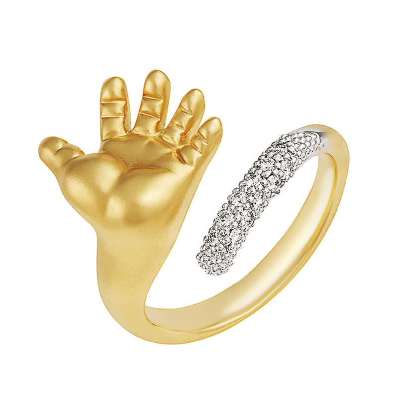 Золотое кольцо Адриа из красного золота 585 пробы со вставками из драгоценных камней (бриллиант) ИА12160, размеры от 16 до 17.5