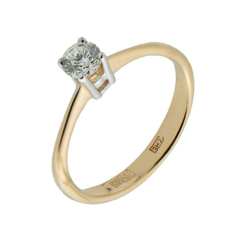 Золотое кольцо Саав из красного золота 585 пробы со вставками из драгоценных камней (бриллиант) ХС050073621, размеры от 16.5 до 17.5