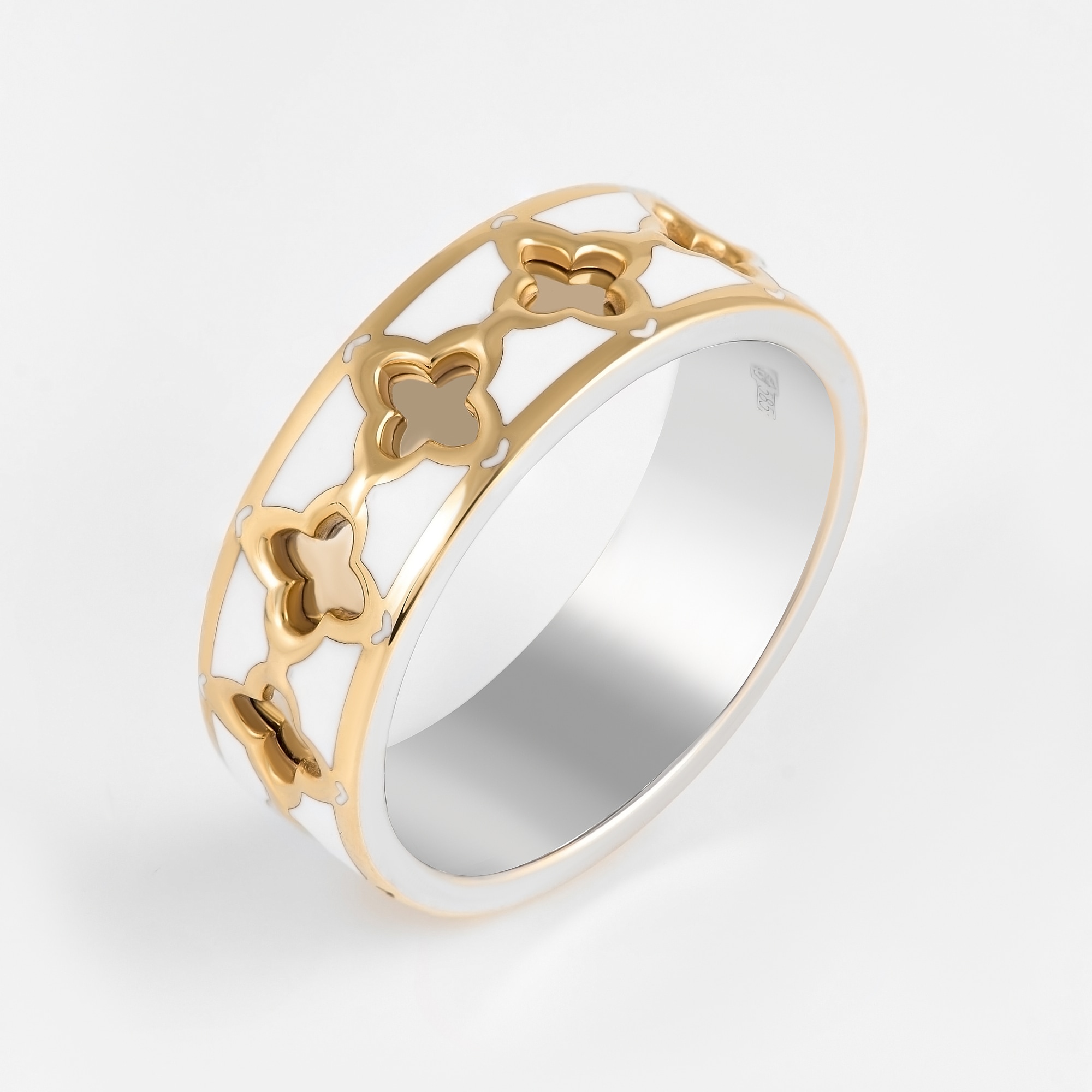 Обручальное кольцо из комбинированного золота с эмалью