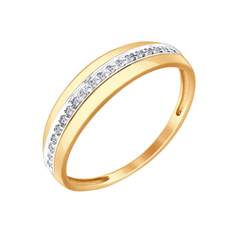 Золотое кольцо Sokolov из красного золота 585 пробы со вставками из драгоценных камней (бриллиант) ДИ1011549 , размеры от 16 до 16