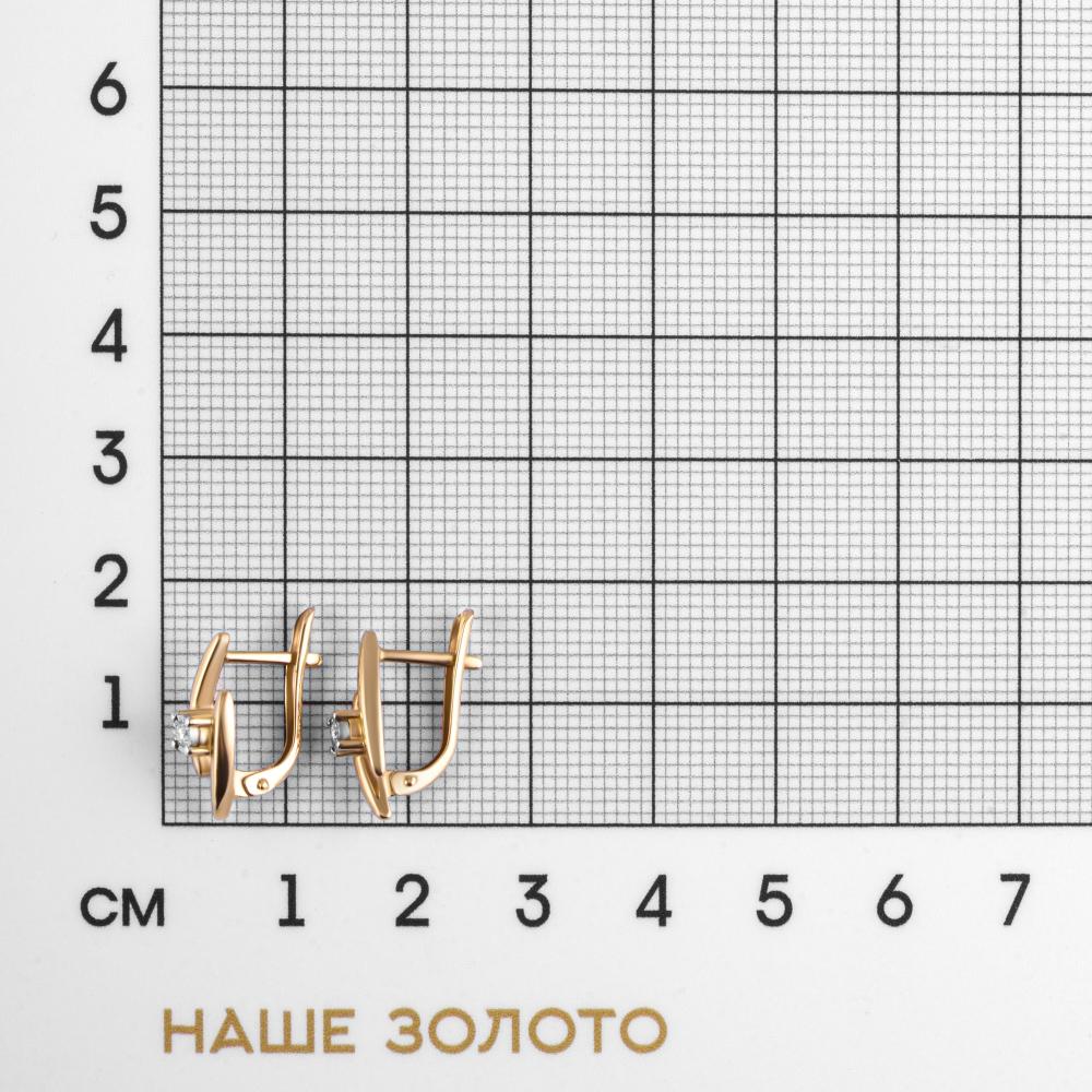 Золотые серьги Альфа-карат из красного золота 585 пробы со вставками из драгоценных камней (бриллиант и раковина) КРС3222827/9