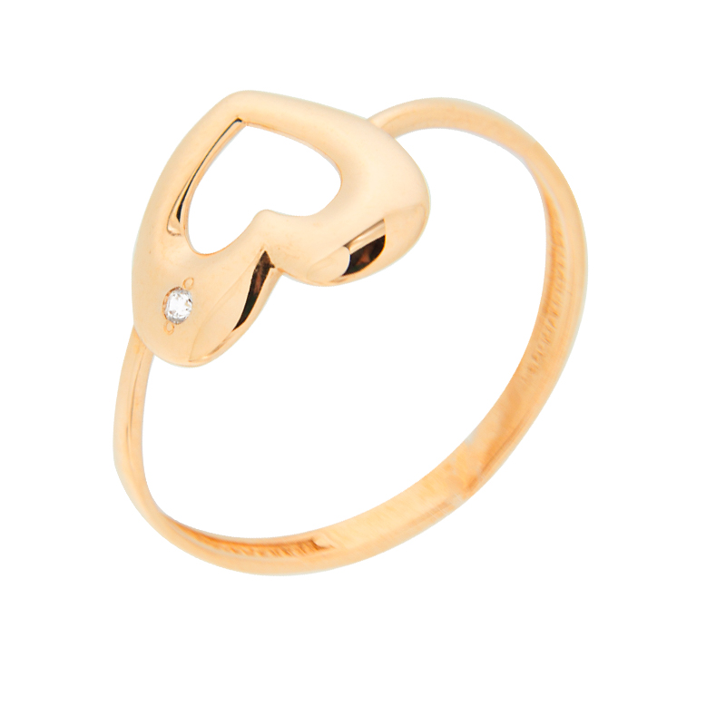 Золотое кольцо Efremof из красного золота 585 пробы  со вставками (фианит) ЮПК1025178, размеры от 16.5 до 19