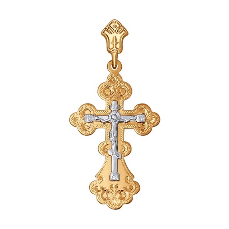 Золотой крест Sokolov из красного золота 585 пробы ДИ121107