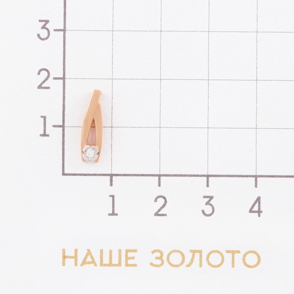 Золотая подвеска Альфа-карат из красного золота 585 пробы со вставками из драгоценных камней (бриллиант) КРП3232733/9