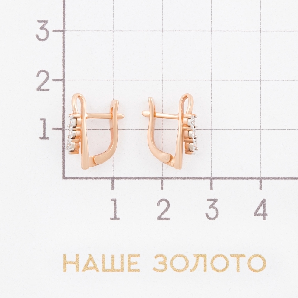 Золотые серьги Альфа-карат из красного золота 585 пробы со вставками из драгоценных камней (бриллиант) КРС3222431/9