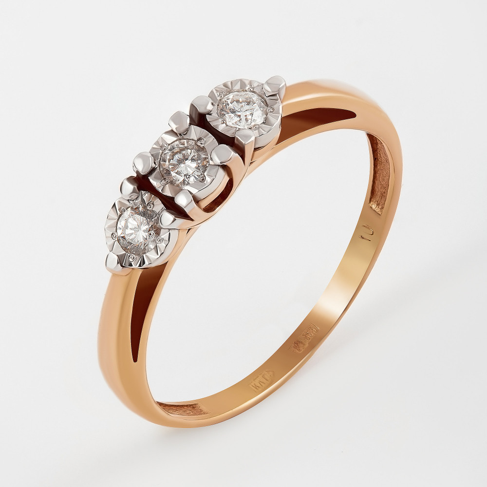 Золотое кольцо Альфа-карат из красного золота 585 пробы со вставками из драгоценных камней (бриллиант) КРК3212451/9, размеры от  до 18