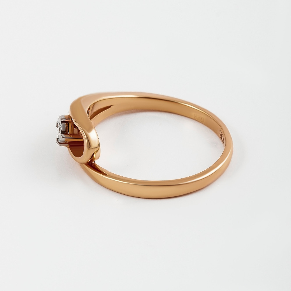 Золотое кольцо Альфа-карат из красного золота 585 пробы со вставками из драгоценных камней (бриллиант) КРК3212441/9, размеры от 15 до 19.5