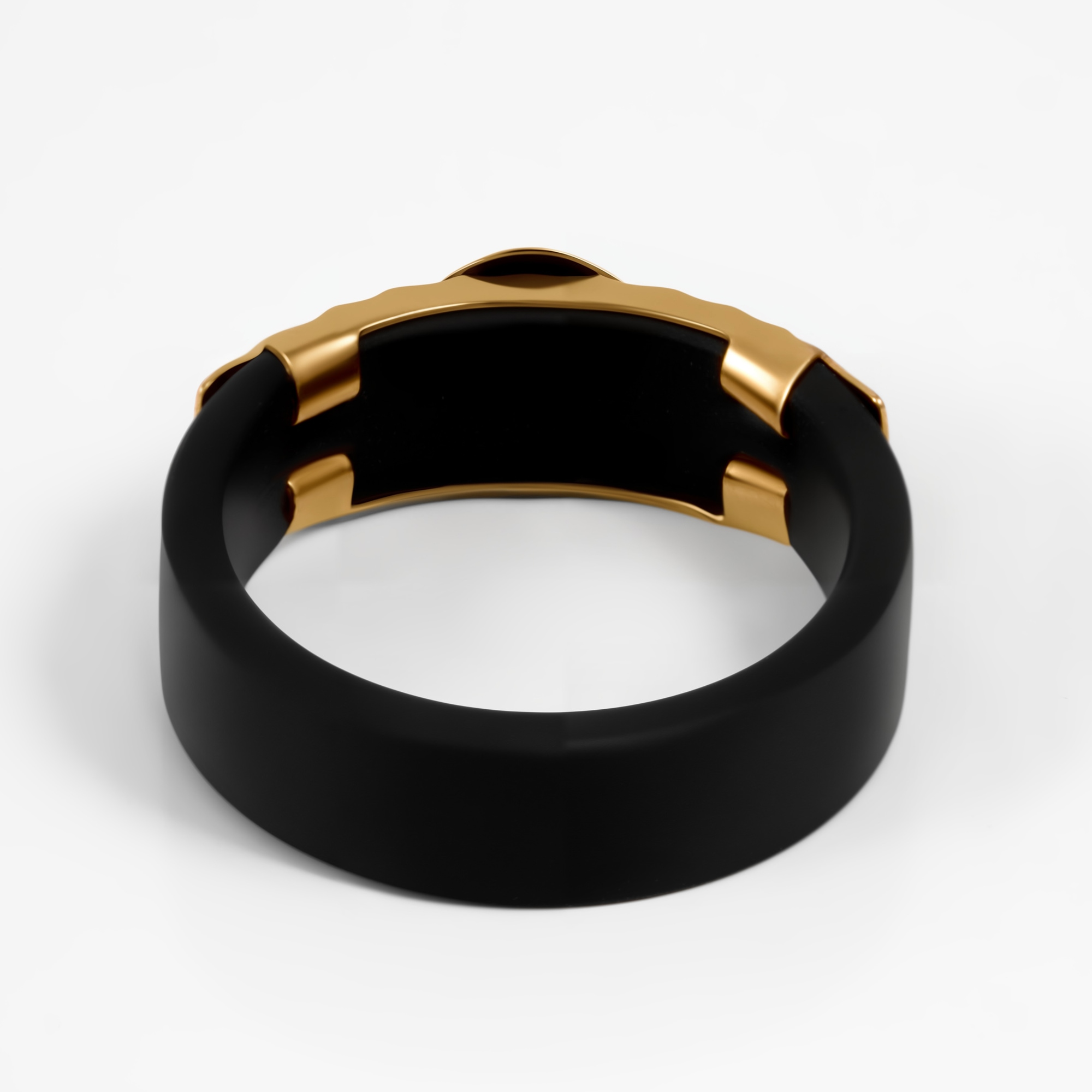 Золотое кольцо Новое время из красного золота 585 пробы  со вставками (каучук) НР03429К, размеры от 16 до 22