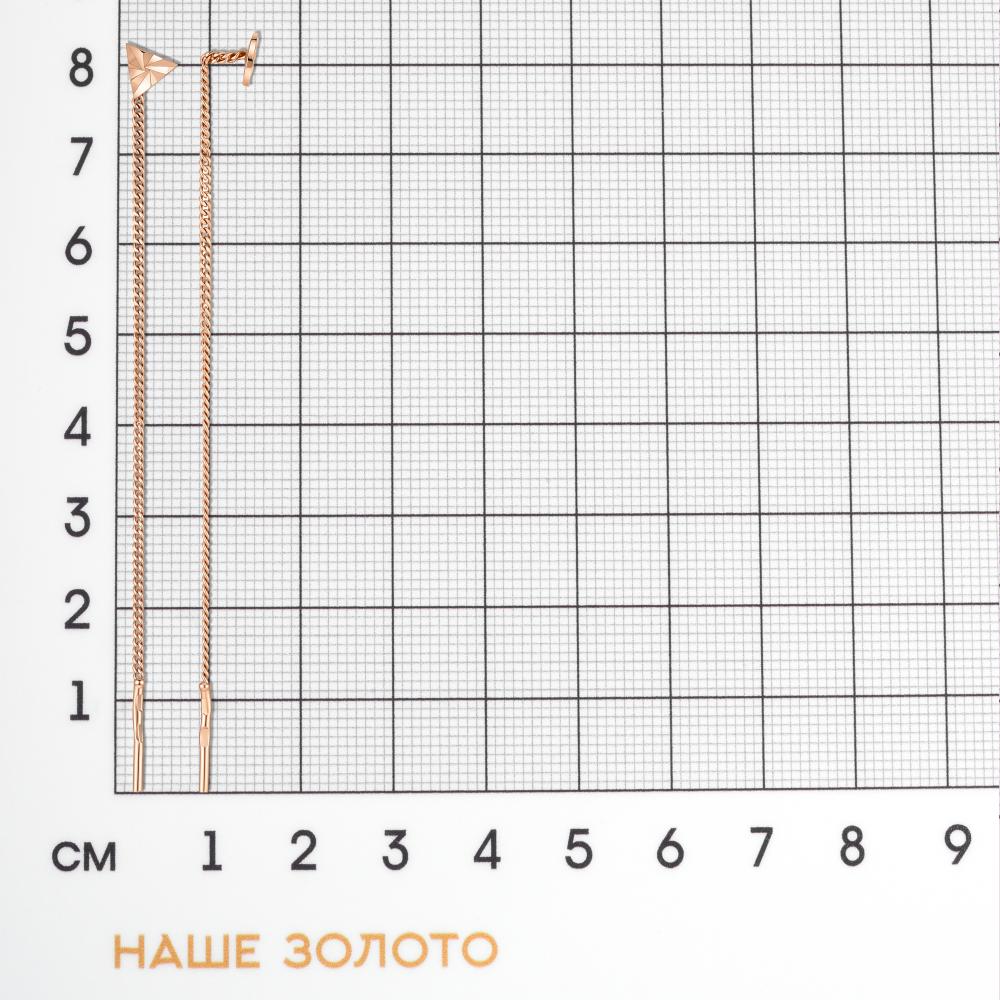 Золотые серьги протяжки Аллегро из красного золота 585 пробы 7А20351