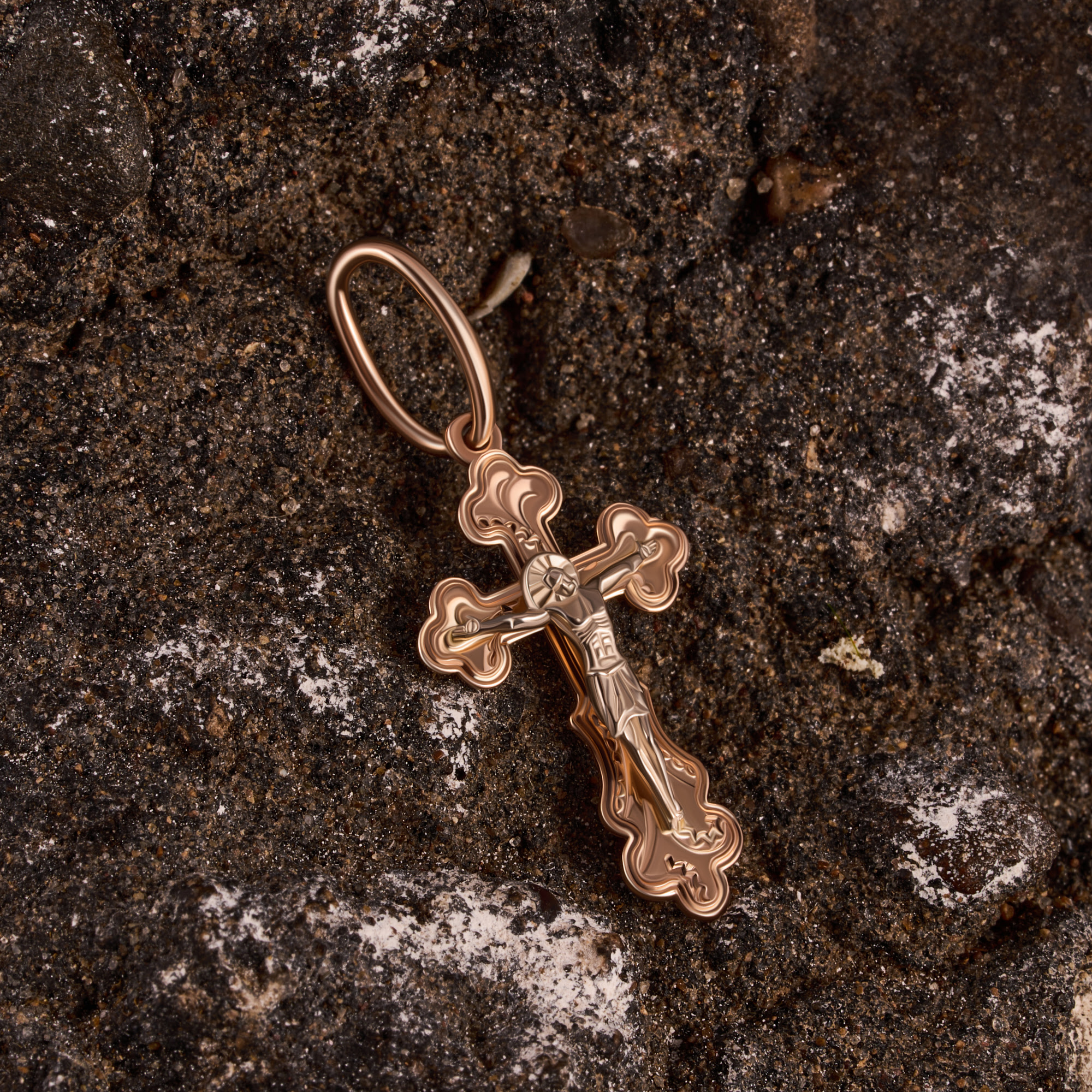 Золотой крест Голден глоб из красного золота 585 пробы ГГ102ИХ181301