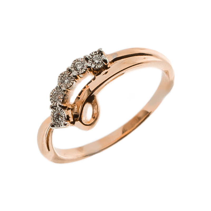 Золотое кольцо Альфа-карат из красного золота 585 пробы со вставками из драгоценных камней (бриллиант) КРК3213291/9, размеры от  до 19