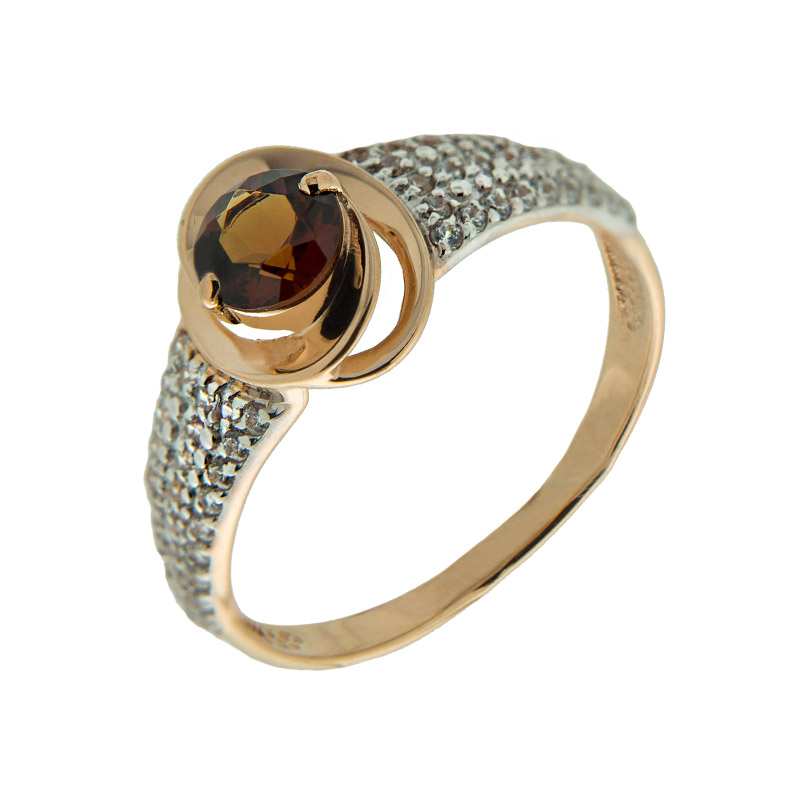 Золотое кольцо с ситалом и фианитами