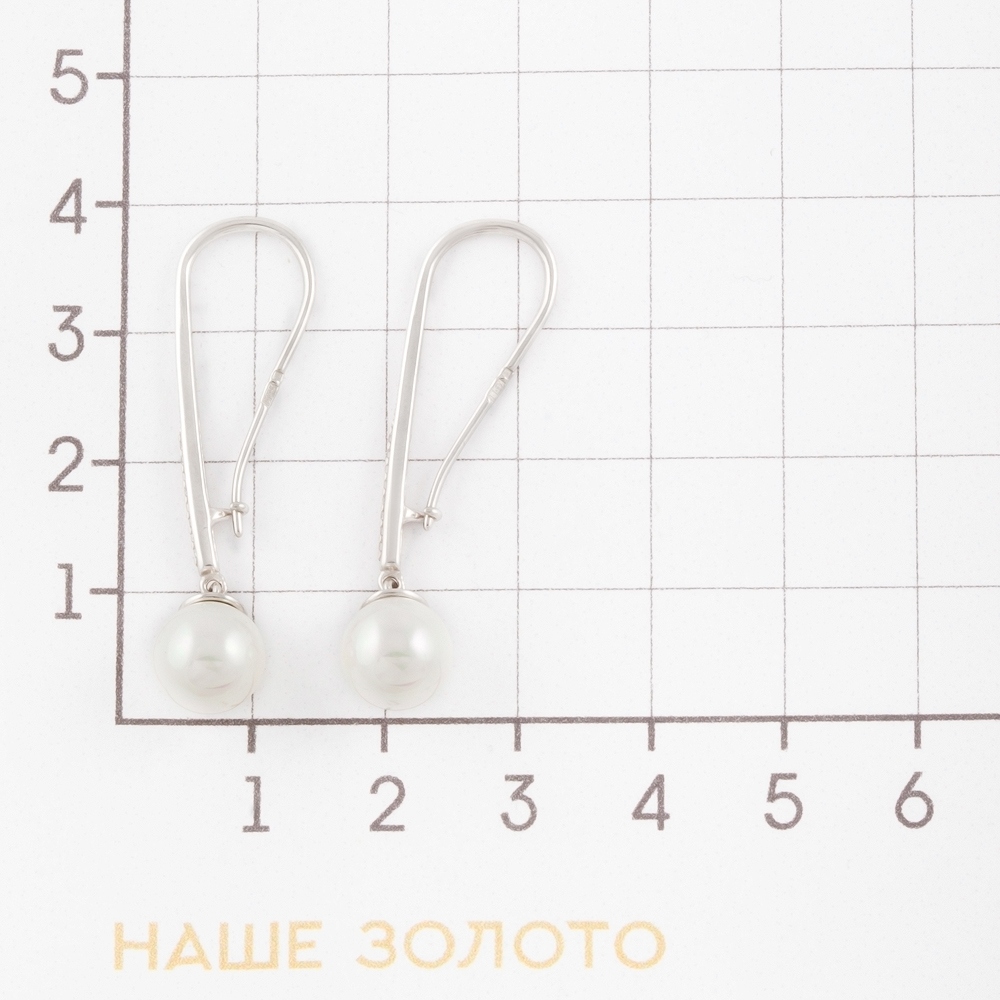 Серебряные серьги подвесные Sokolov  со вставками (жемчуг, фианит и жемчуг синтетический) ДИ94022212