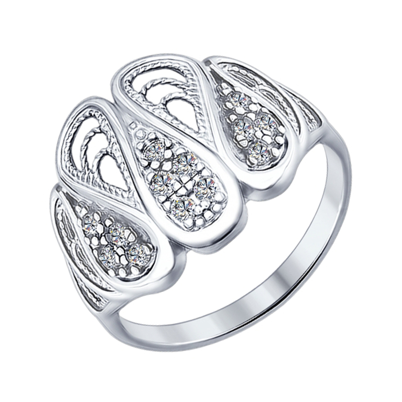 Серебряное кольцо Sokolov  со вставками (фианит) ДИ94012270, размеры от 16.5 до 19.5