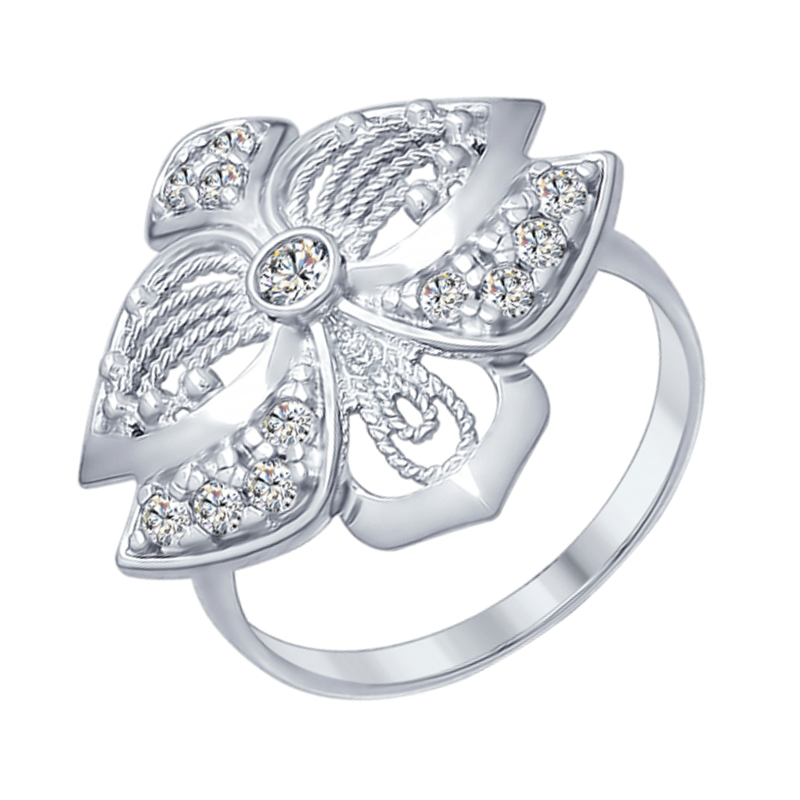 Серебряное кольцо Sokolov  со вставками (фианит) ДИ94012291, размеры от 16.5 до 19