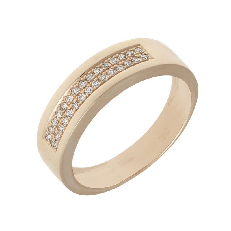 Золотое кольцо обручальное Саав из красного золота 585 пробы со вставками из драгоценных камней (бриллиант) ХС050115521, размеры от 15 до 20.5