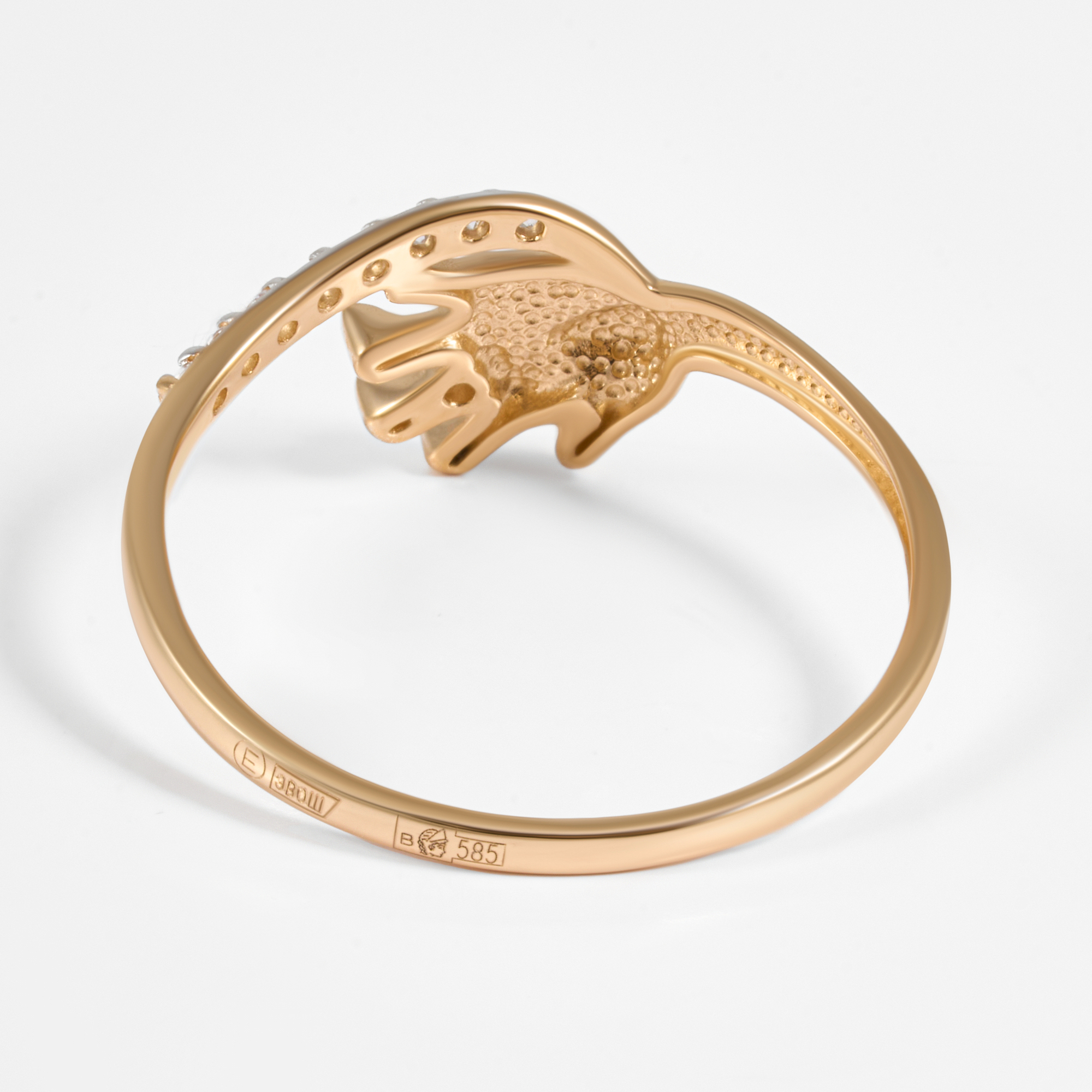 Золотое кольцо Efremof из красного золота 585 пробы  со вставками (фианит) ЮПК1324752, размеры от 15 до 18