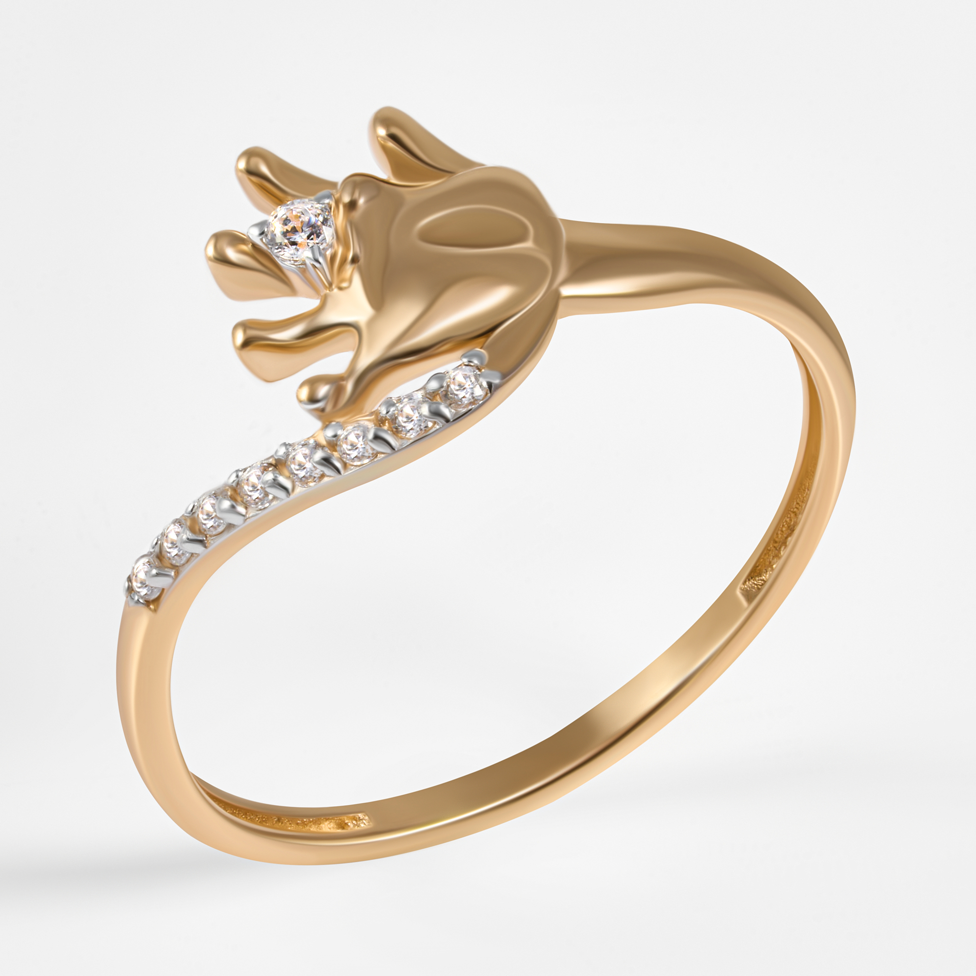 Золотое кольцо Efremof из красного золота 585 пробы  со вставками (фианит) ЮПК1324752, размеры от 15 до 18