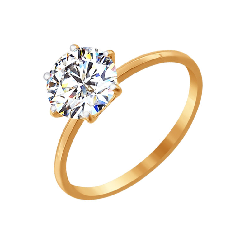 Золотое кольцо Sokolov из красного золота 585 пробы  со вставками (фианит) ДИ016790, размеры от 16 до 20