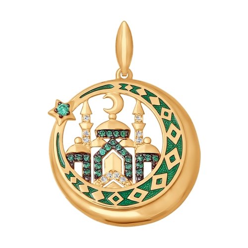 Золотая мусульманская подвеска с фианитами