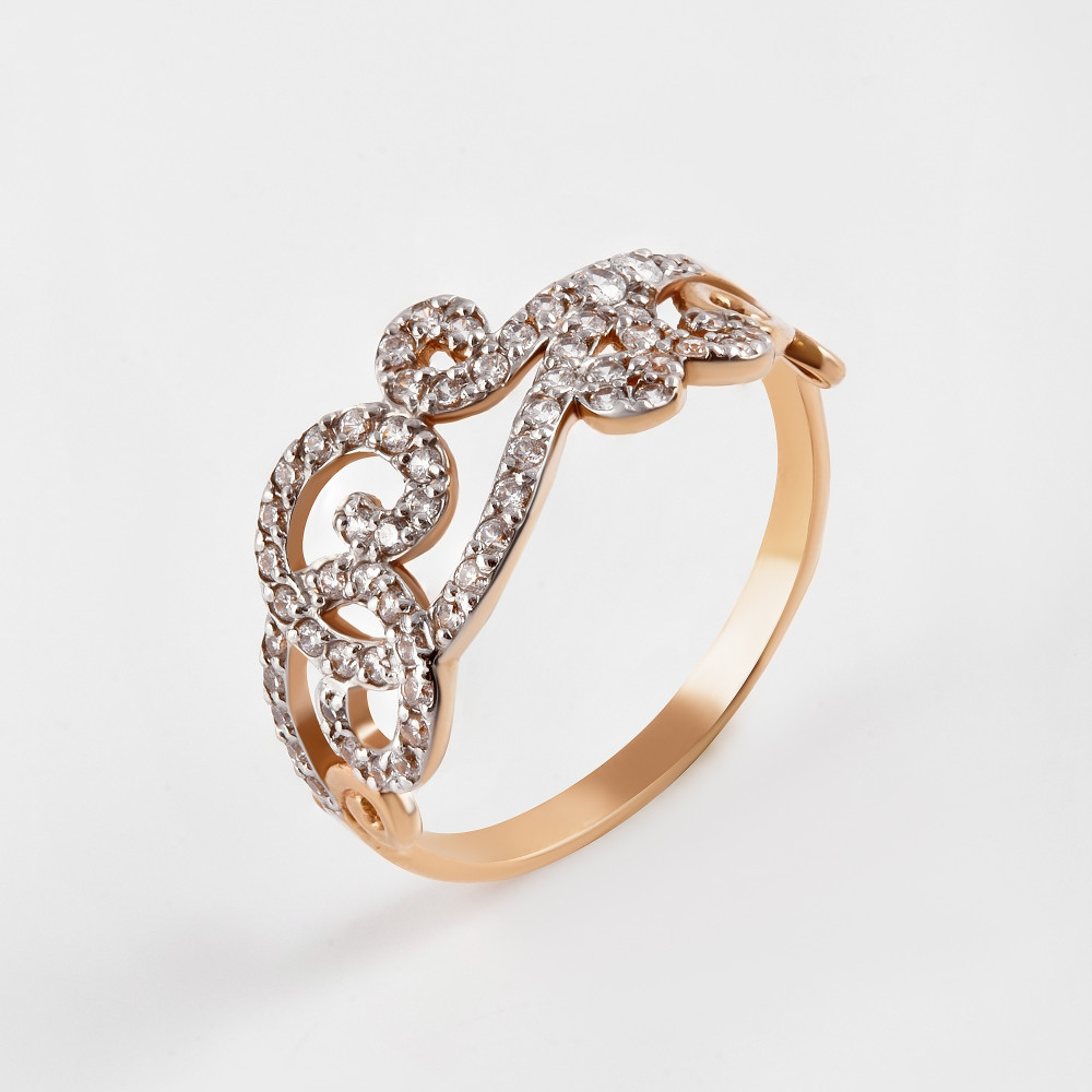 Золотое кольцо Вероника из красного золота 585 пробы  со вставками (фианит) 3ВК132-251, размеры от 16 до 18.5
