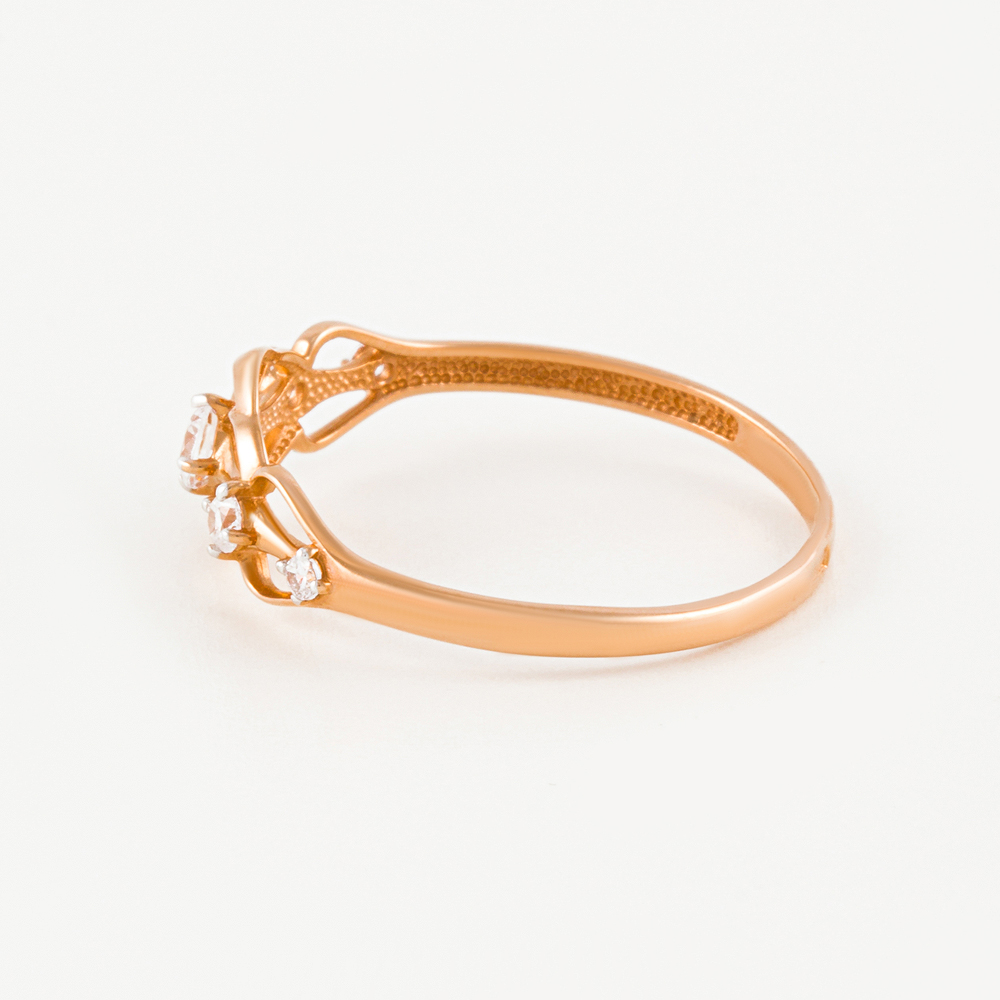 Золотое кольцо Вероника из красного золота 585 пробы  со вставками (фианит) 3ВК132-265, размеры от 16 до 18