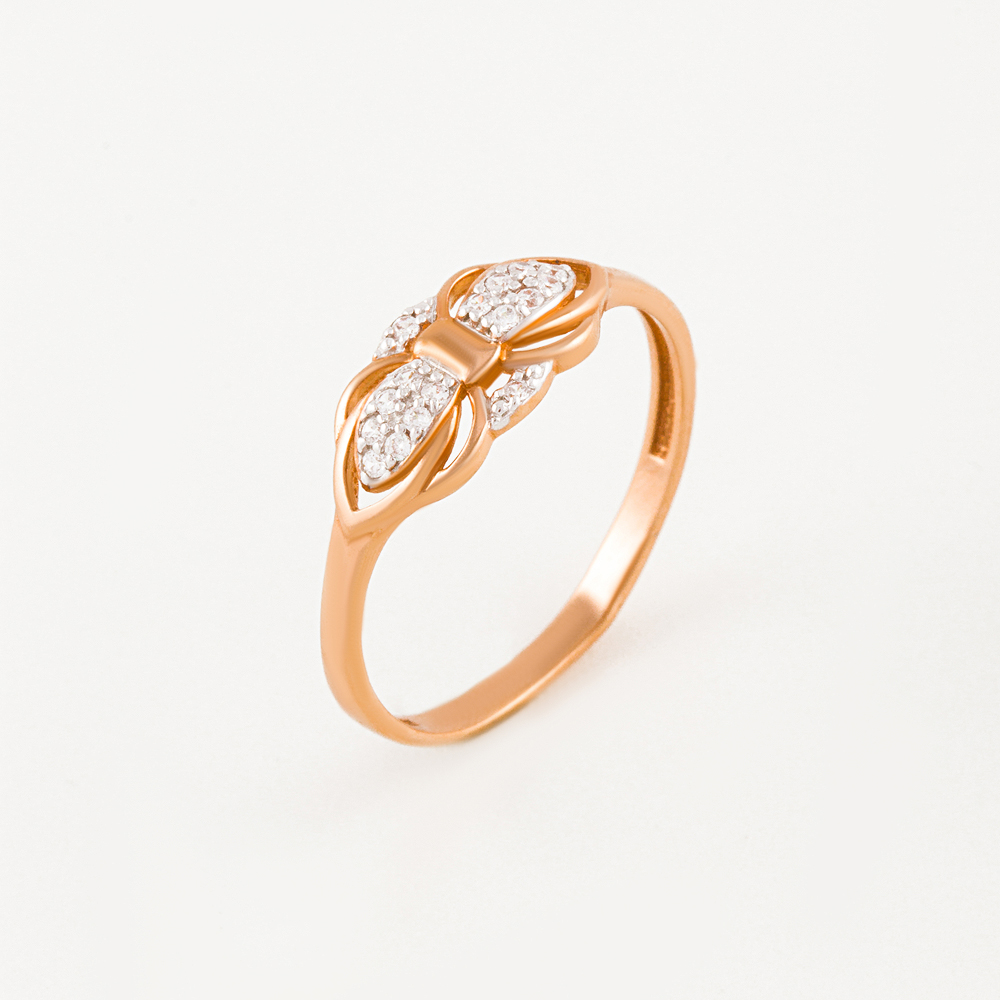 Золотое кольцо Вероника из красного золота 585 пробы  со вставками (фианит) 3ВК132-347, размеры от 16 до 19