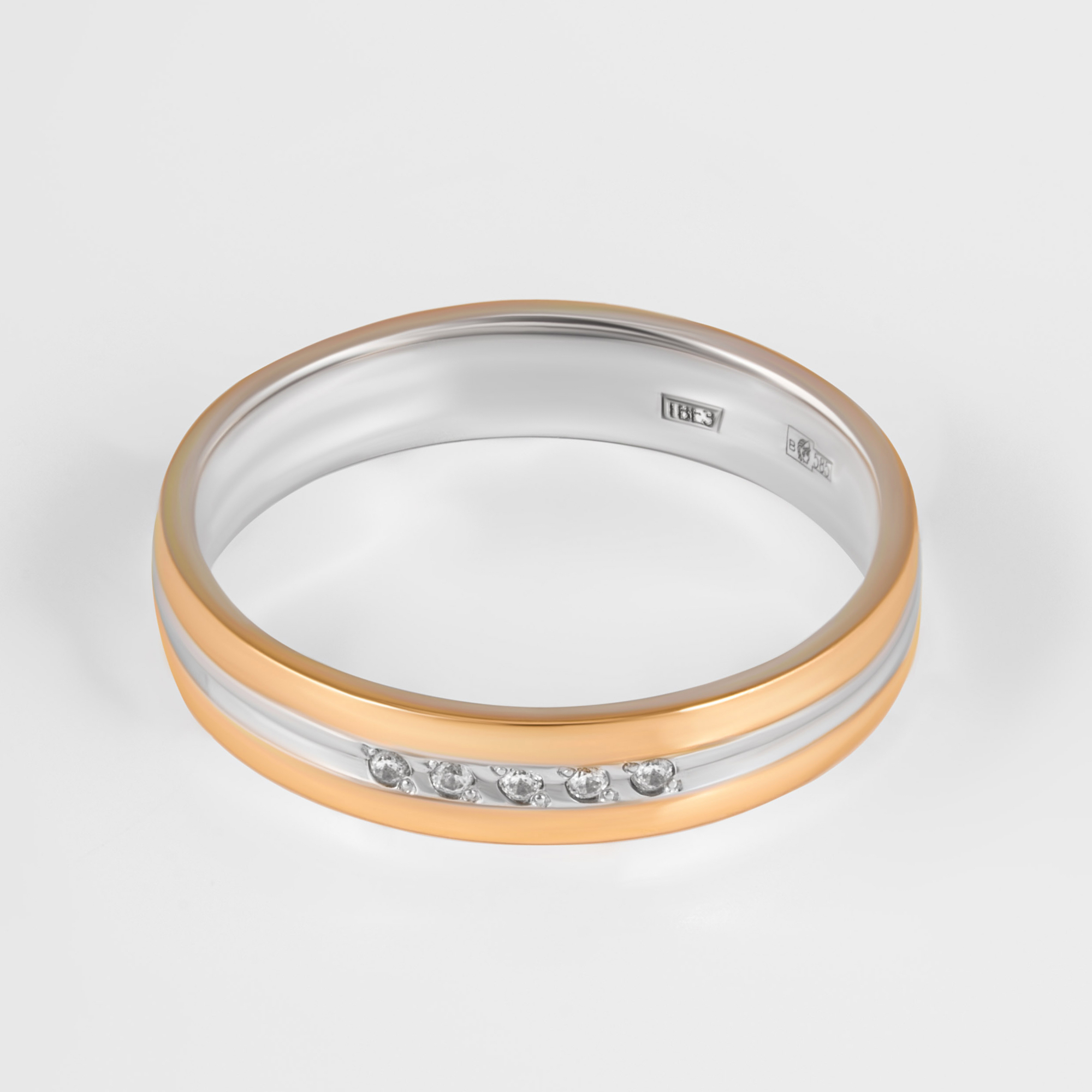 Золотое кольцо обручальное Sokolov из красного золота 585 пробы  со вставками (фианит) ДИ110213, размеры от 15.5 до 20