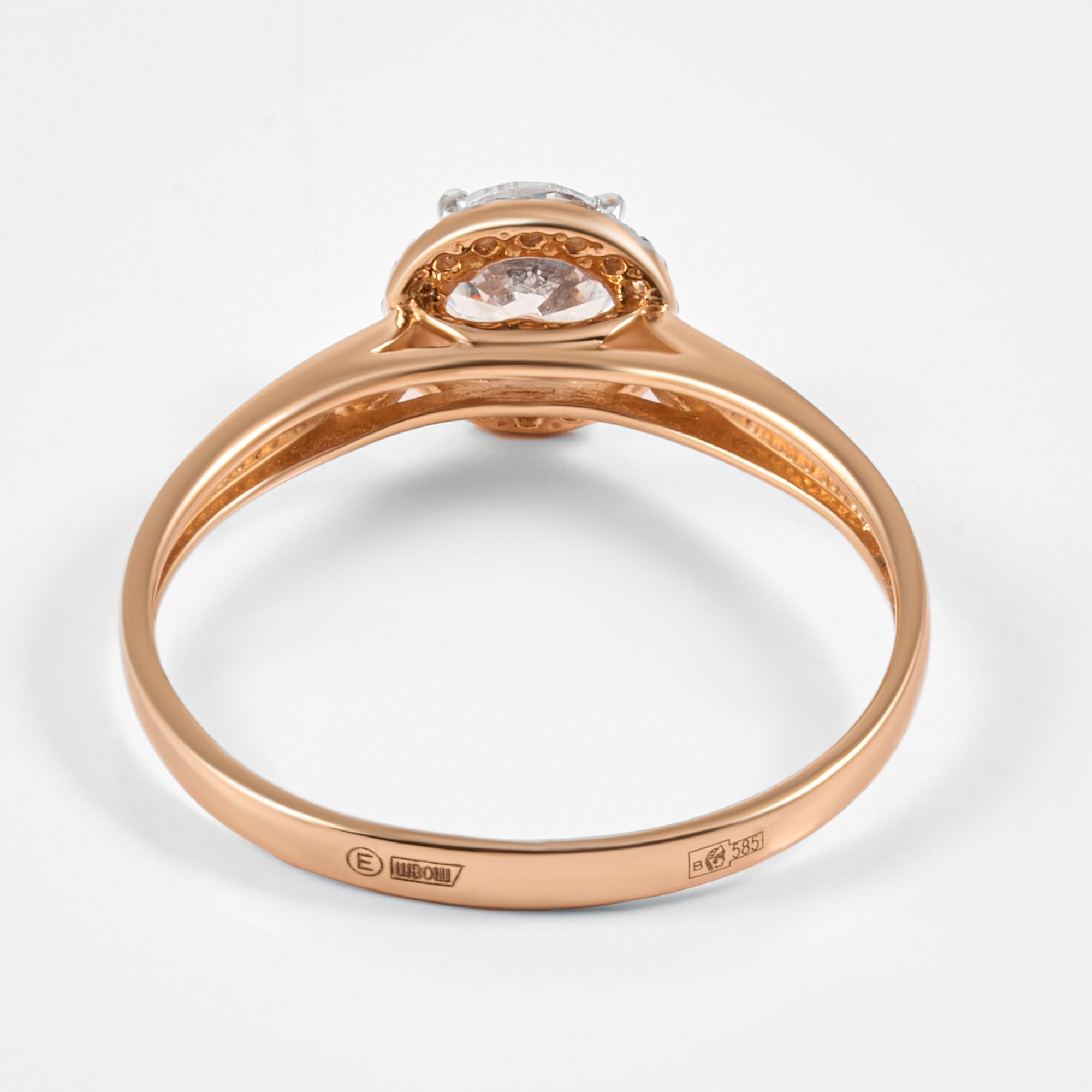 Золотое кольцо Efremof из красного золота 585 пробы  со вставками (фианит и сваровски) ЮПК1326227, размеры от 16 до 18.5