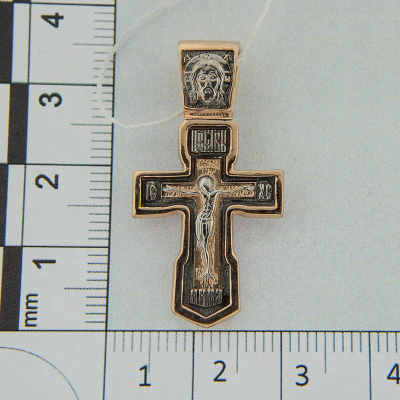 Золотой крест Артос из красного золота 585 пробы ОС331-022
