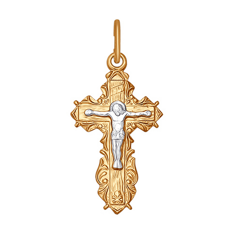 Золотой крест Sokolov из красного золота 585 пробы ДИ120017
