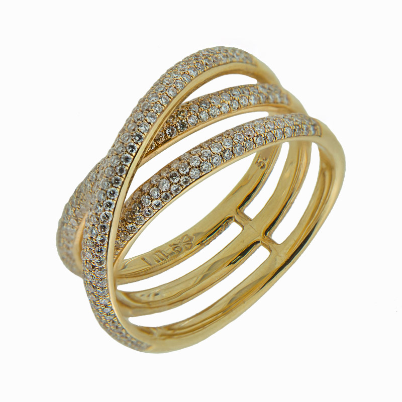 Золотое кольцо Шреякор из красного золота 585 пробы со вставками из драгоценных камней (бриллиант) ШЯМР008360, размеры от 18 до 18