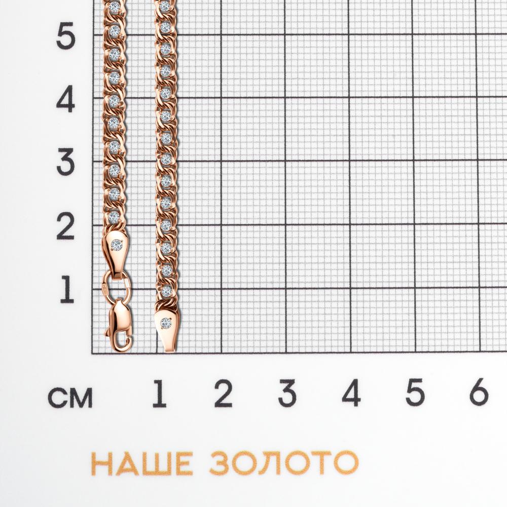 Золотой браслет Красное голд из красного золота 585 пробы со вставками (фианит) 1ФБ405, размеры от 16 до 22