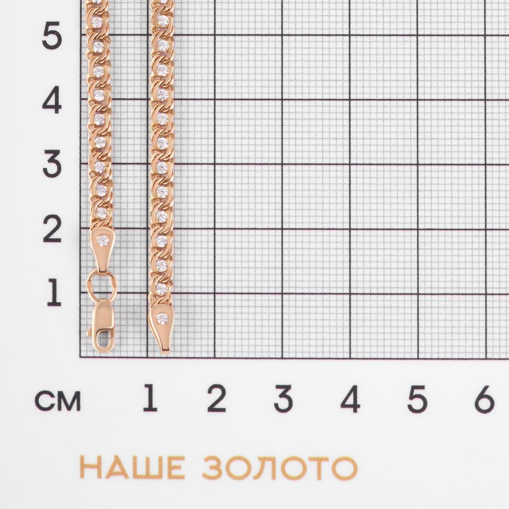 Золотой браслет Красное голд из красного золота 585 пробы  со вставками (фианит) 1ФБ405, размеры от 16 до 22