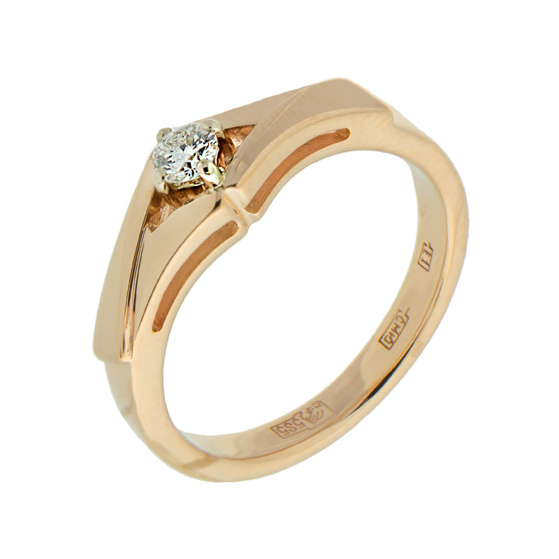 Золотое кольцо Мэюз ювелирпром из красного золота 585 пробы со вставками из драгоценных камней (бриллиант) МЭК73145, размеры от 16.5 до 16.5