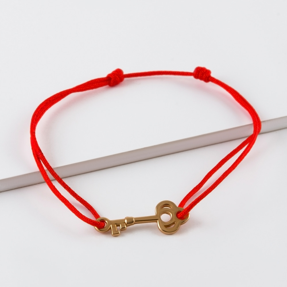 Золотой браслет красная нить Efremof из красного золота 585 пробы ЮПБ1005478, размеры от 18 до 18