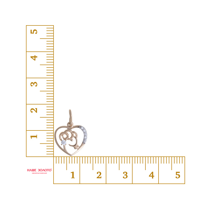 Золотой знак зодиака Топаз из красного золота 585 пробы  со вставками (фианит) ТЗТ147034664