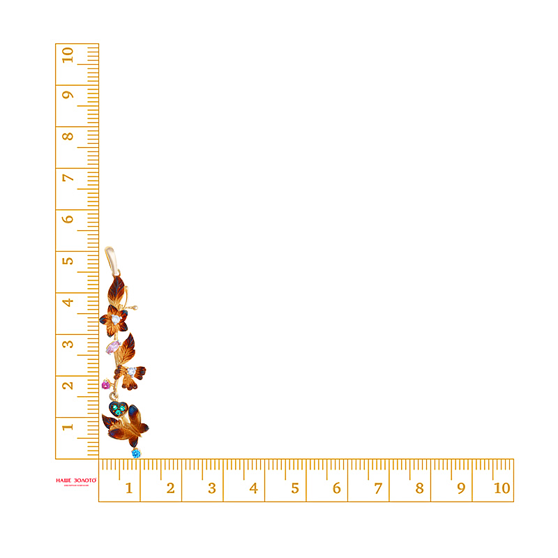 Золотая подвеска  из красного золота 585 пробы  со вставками (эмаль и фианит) ПЩП16611