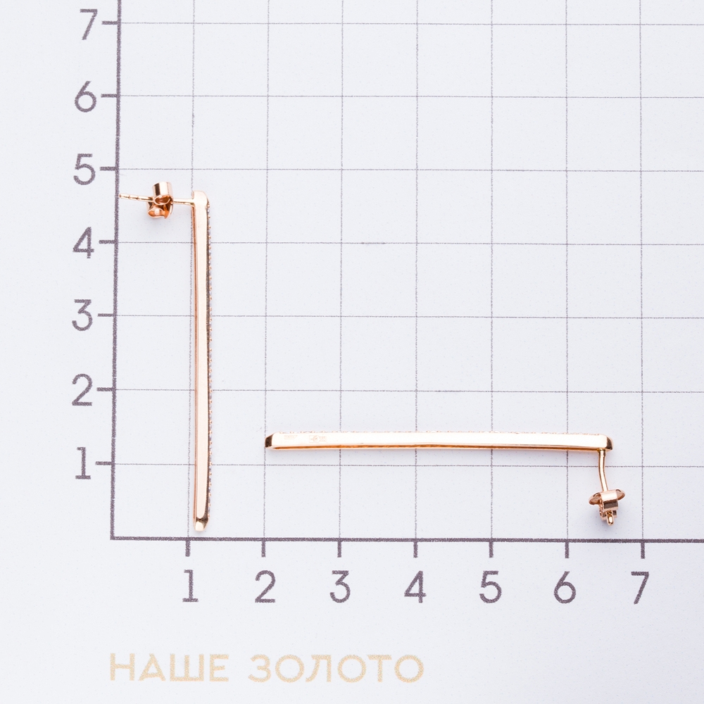 Золотые серьги  из красного золота 585 пробы  со вставками (фианит) ЖНС130321