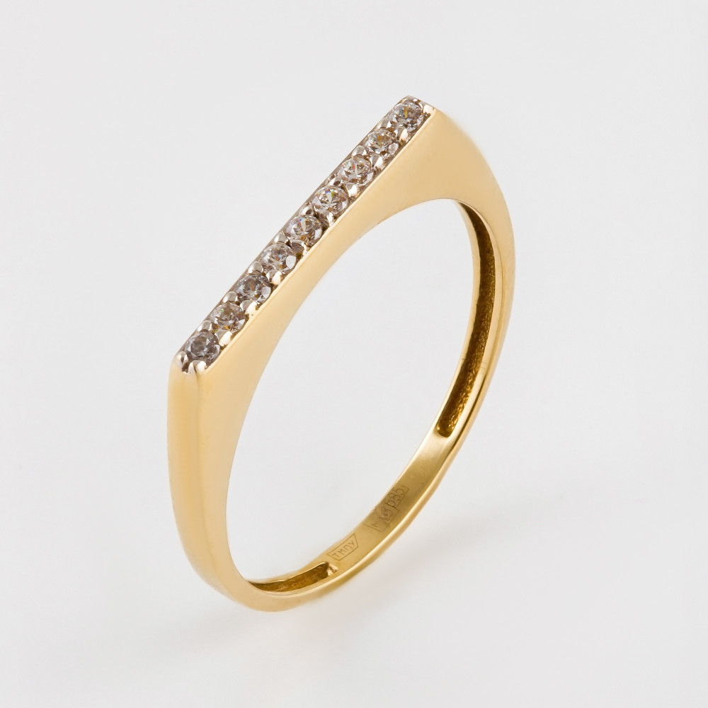 Золотое кольцо  из красного золота 585 пробы  со вставками (фианит) ЖНК150233, размеры от 16.5 до 19.5