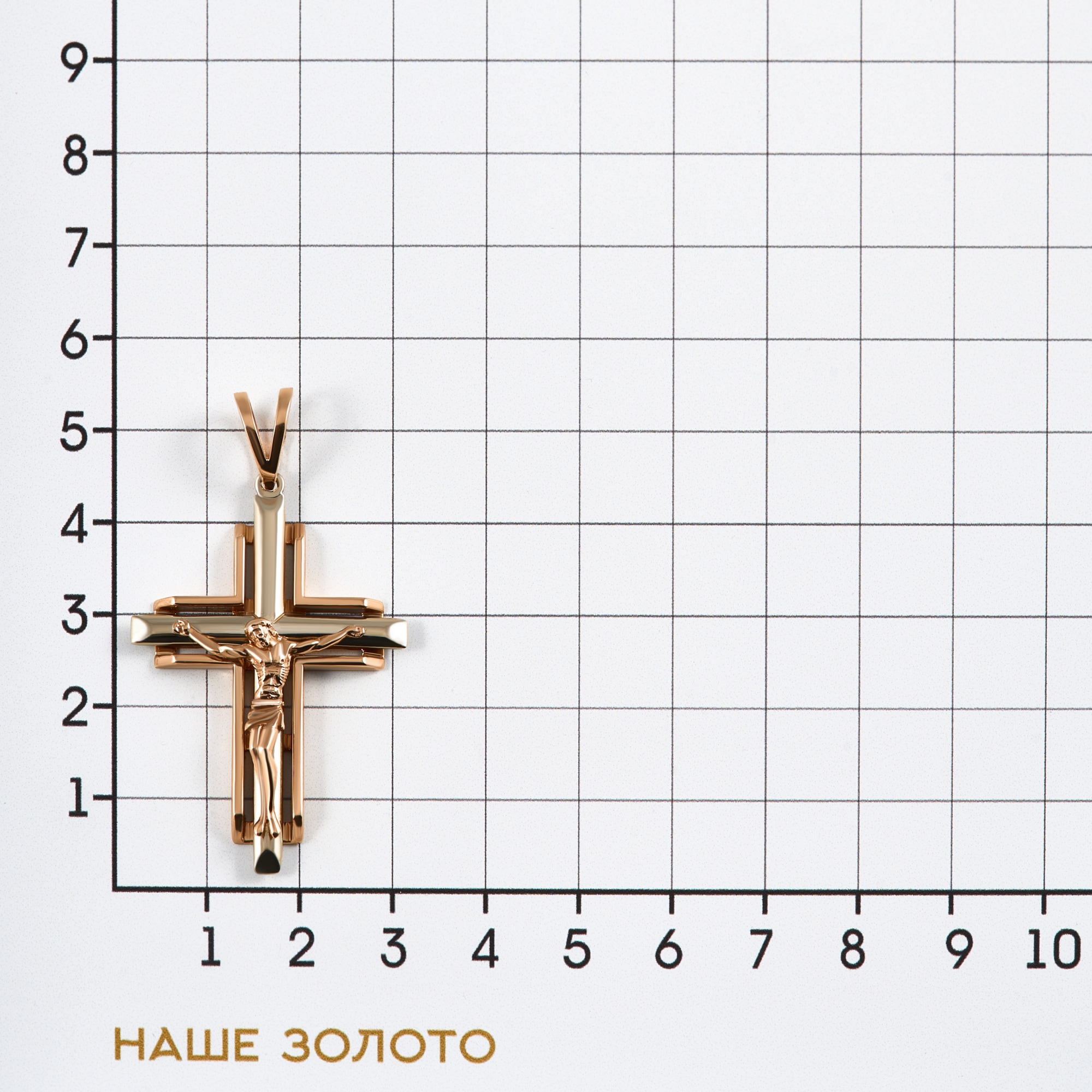 Золотой крест Рыбин  из красного золота 585 пробы РЫ3000255