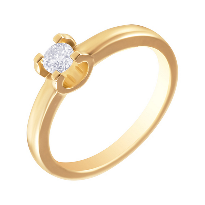 Золотое кольцо Jv из красного золота 585 пробы со вставками из драгоценных камней (бриллиант) ЮЕ1117КХАЕ17-278УГДНКОУГ, размеры от 17 до 17