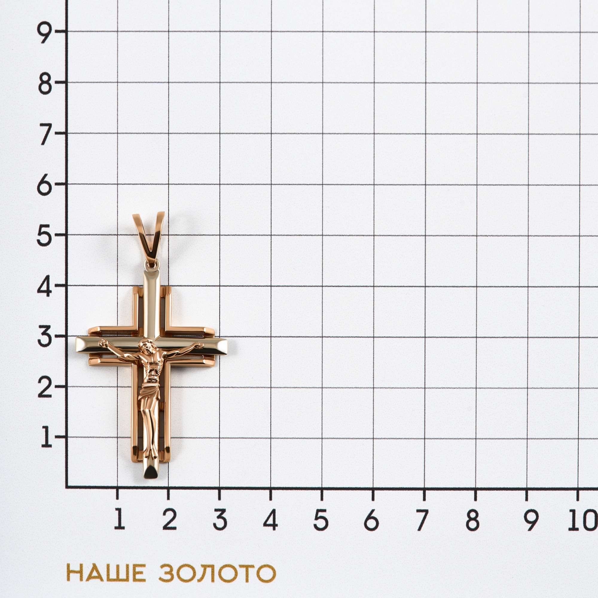Золотой крест Рыбин  из красного золота 585 пробы РЫ3000355