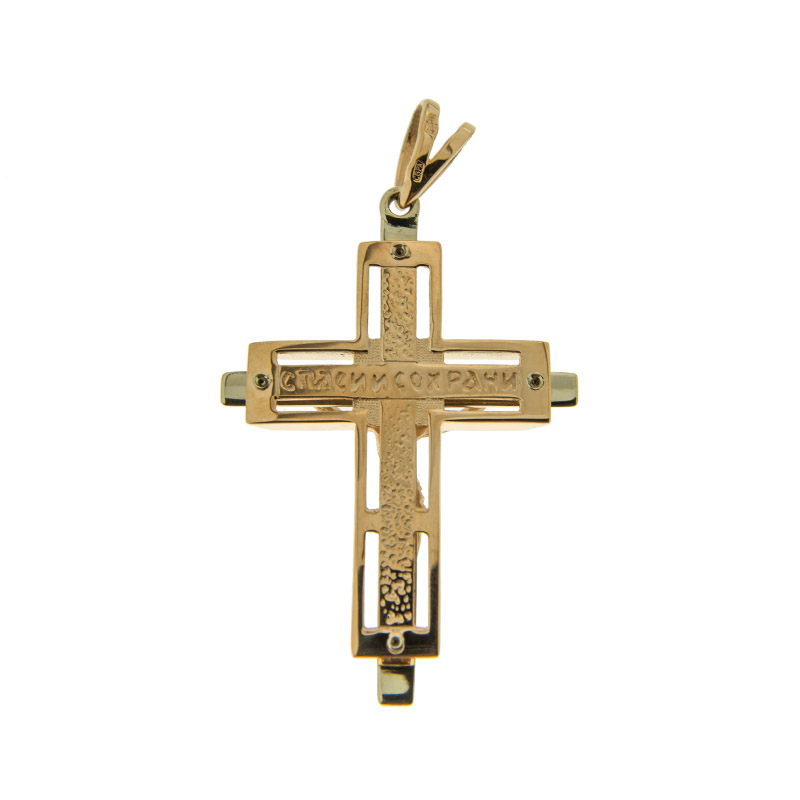 Золотой крест Рыбин  из красного золота 585 пробы РЫ3000355