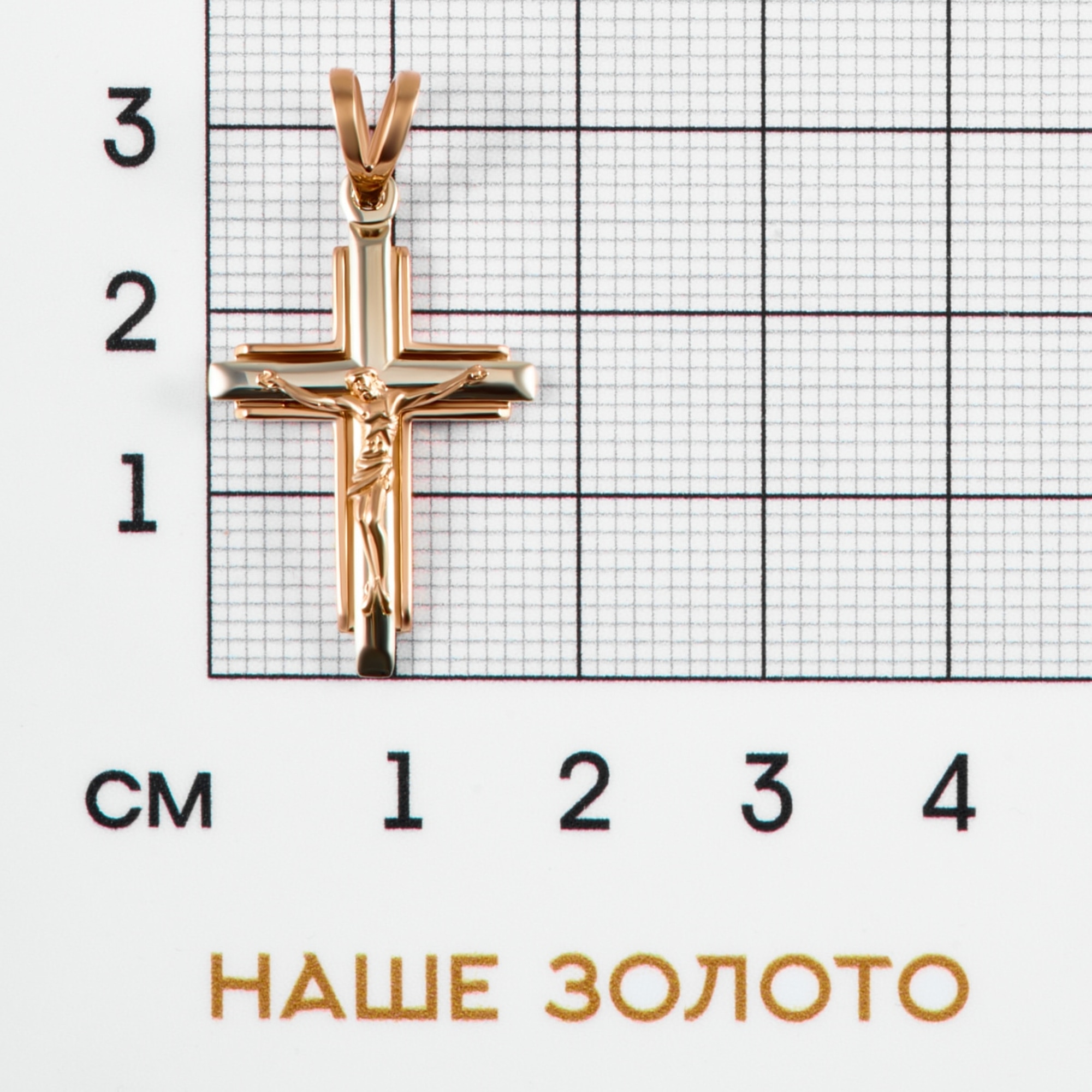 Золотой крест Рыбин  из красного золота 585 пробы РЫ3000555