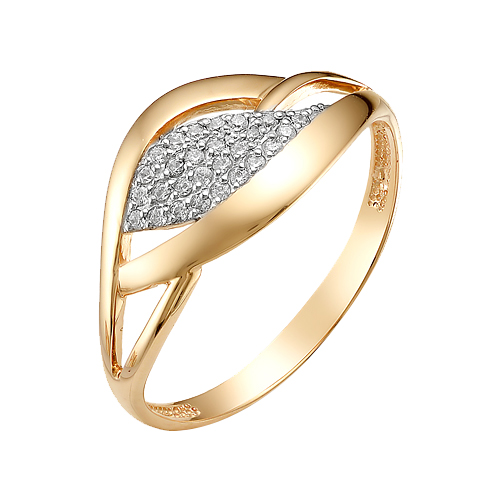 Золотое кольцо Ювелирные традиции из красного золота 585 пробы  со вставками (фианит) ЮИК132-2519, размеры от 17.5 до 17.5