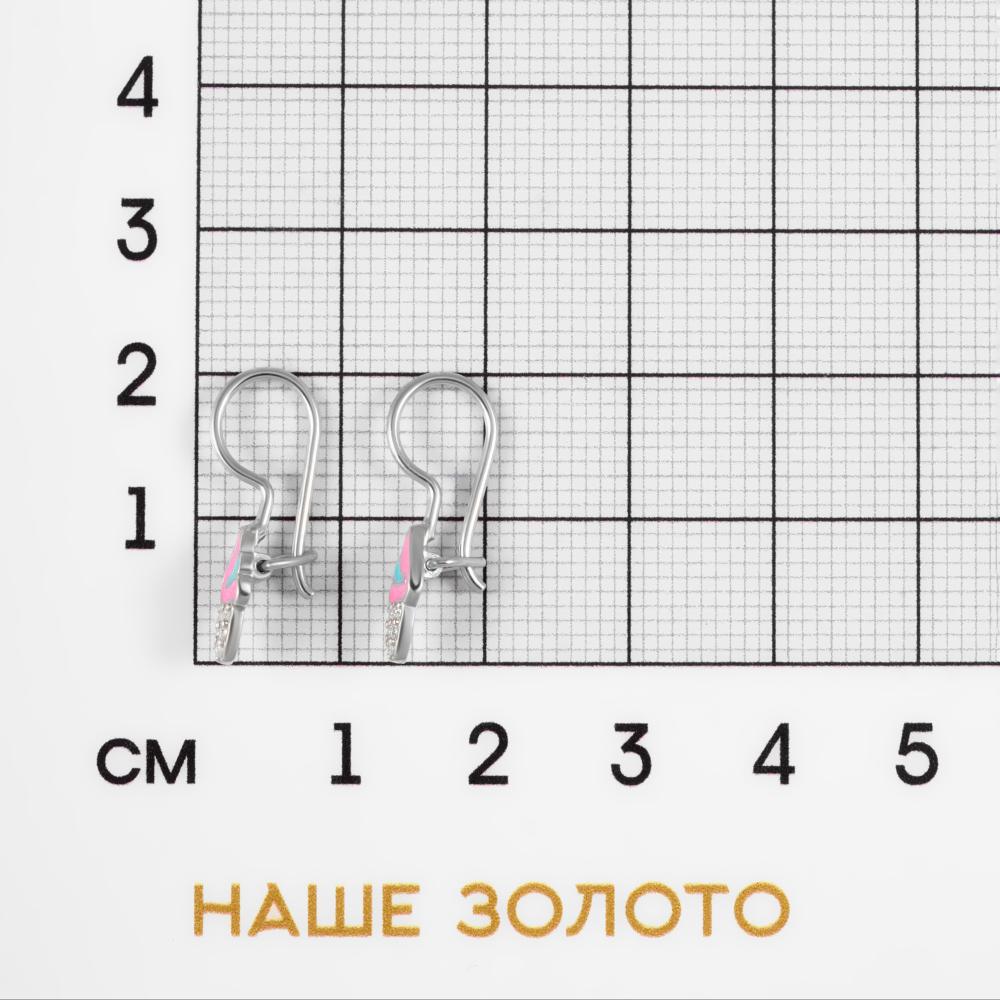 Серебряные серьги детские Efremof  со вставками (эмаль и фианит) ЮП1210411074-1