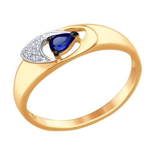 Золотое кольцо с корундами и бриллиантами
